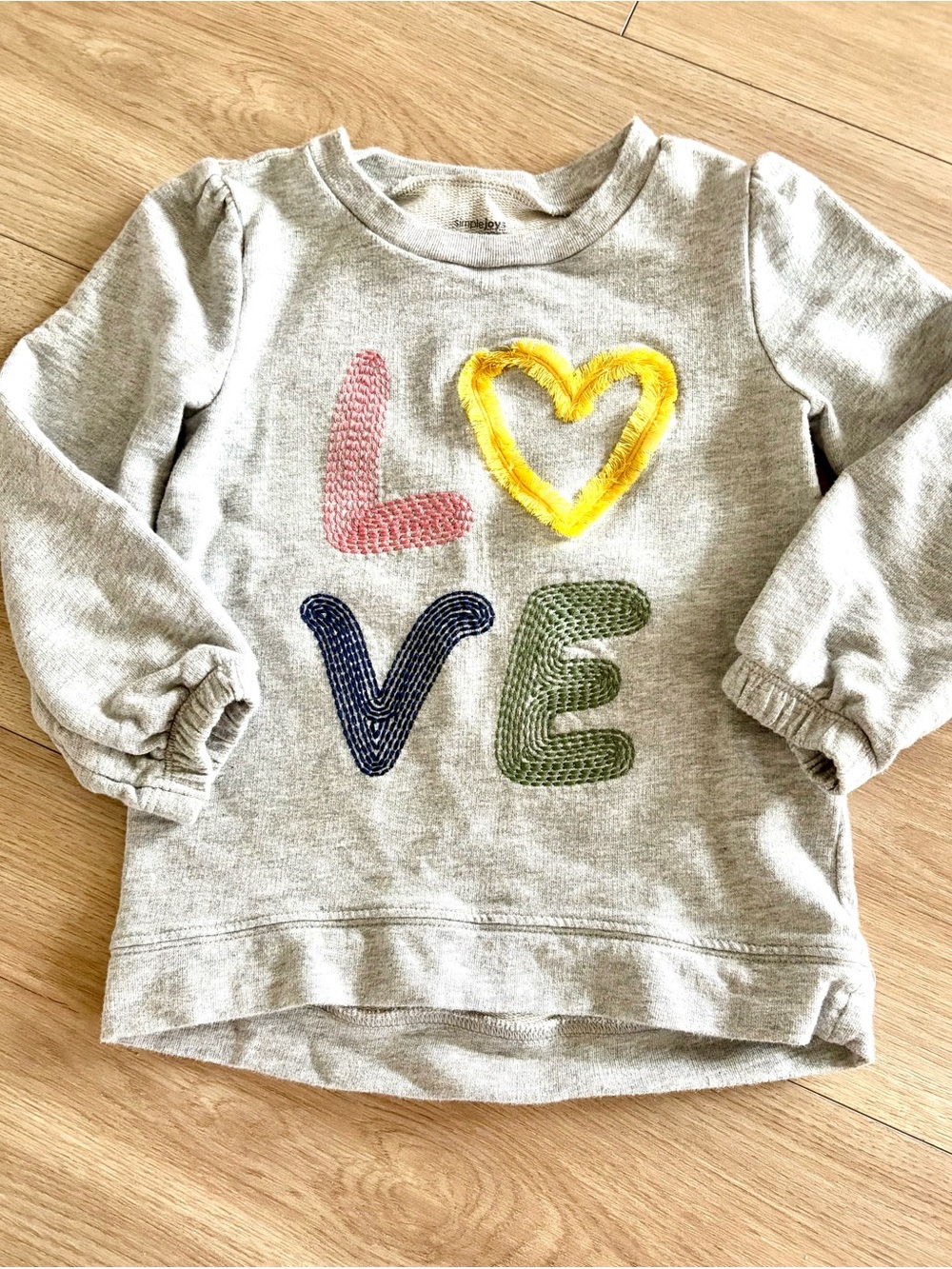 Carter’s Gray 'LOVE' Sweatshirt - Pink, Yellow, Navy, Green- Girls 3T